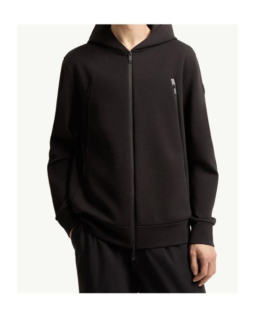 Moncler Black Cotton Blend Zip-Up Hoodie for men