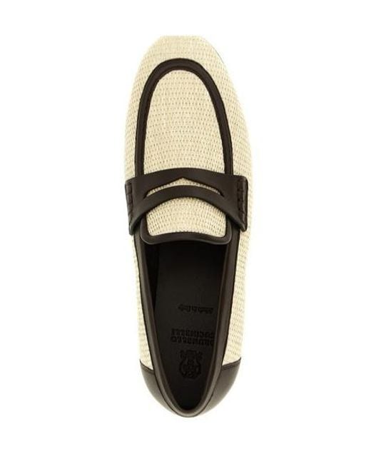 Brunello Cucinelli White Raffia Loafers
