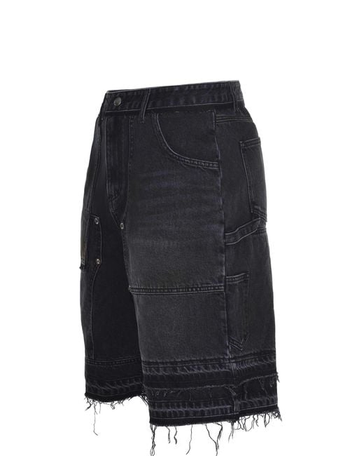 ANDERSSON BELL Blue Raw-Hem Denim Shorts for men
