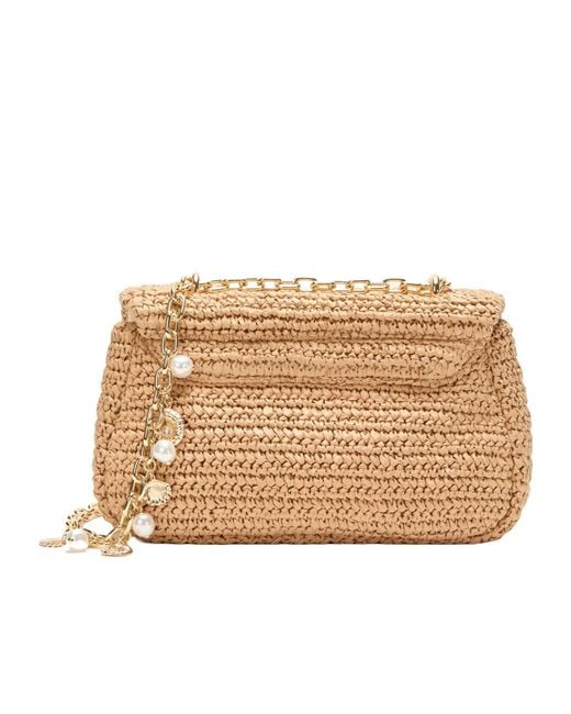 Self-Portrait Natural Bow Charm Chain-Linked Shoulder Bag