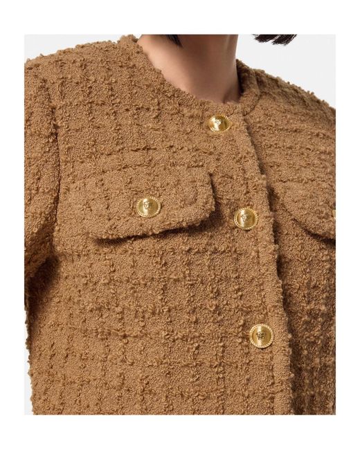 Versace Brown Heritage Button-Up Tweed Jacket
