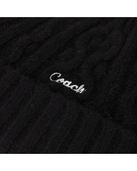 COACH Black Turn-Up Knit Hat for men