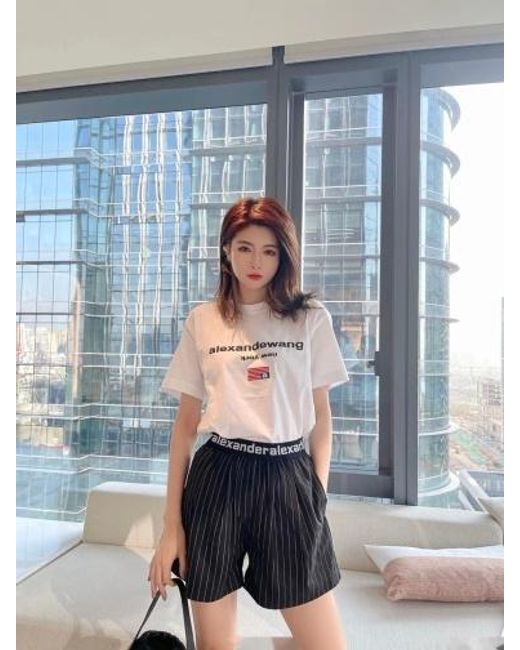 Alexander Wang Black Logo Waistband Shorts