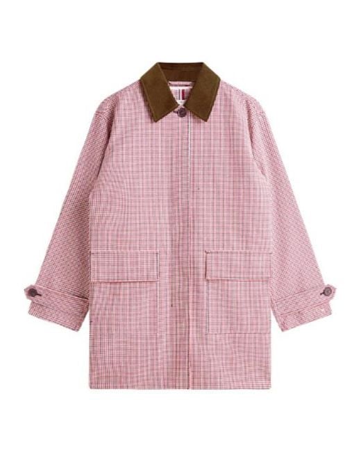 Tommy Hilfiger Pink Water Repellent Check Oversized 2-In-1 Coat