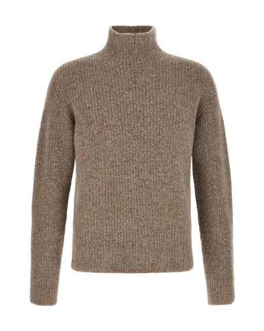 Roberto Collina Brown Turtleneck Knit Top for men