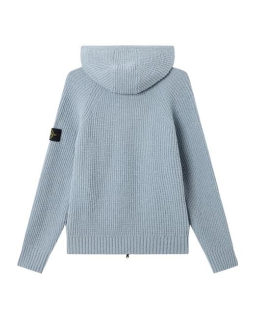 Stone Island Blue Logo Patch Zip-Up Jumper for men
