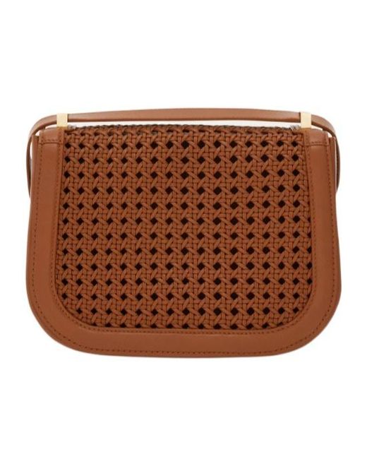 Ferragamo Brown Double Gancini North-South Crossbody Bag (Xs)
