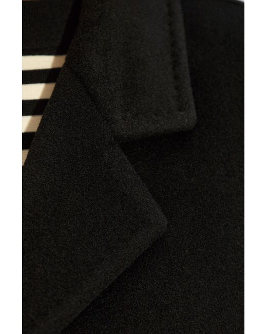 Max Mara Blue Double-Breasted Long-Sleeved Coat