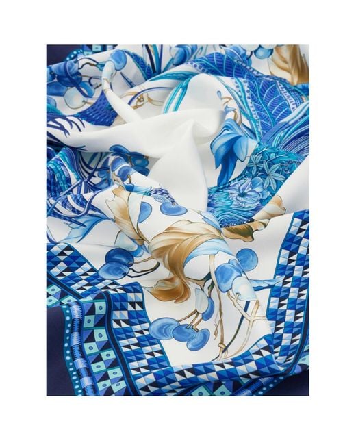Ferragamo Blue Animal-Print Scarf