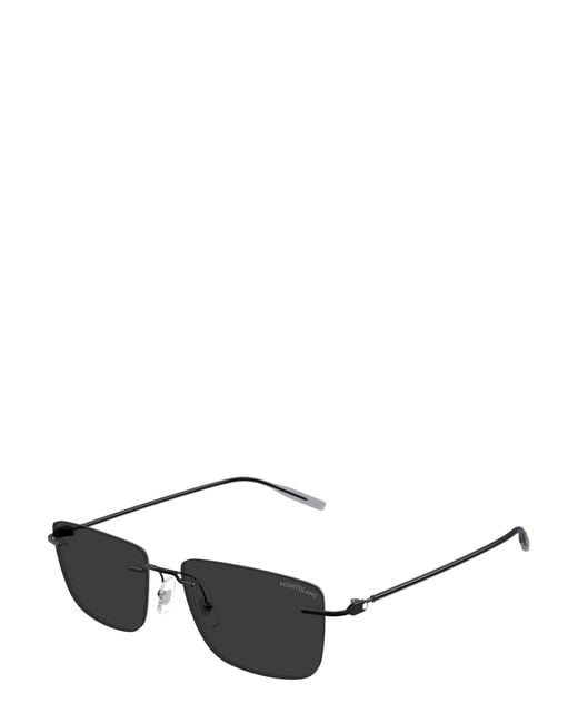 Montblanc Black Eyewear Rectangle Frame Sunglasses for men