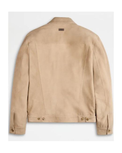 Tod's Natural Long-Sleeved Leather Jacket for men