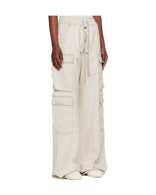 Rick Owens White Temple Double Jumbo Belas Cargo Wide-Leg Jeans