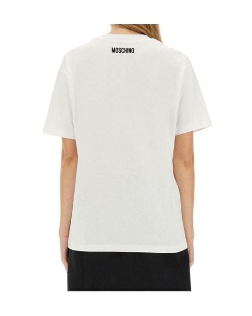 Moschino White Smile Printed Crewneck T-Shirt