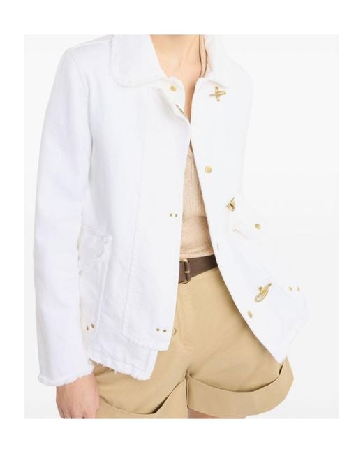 Fay White Toggle Fastening Coat
