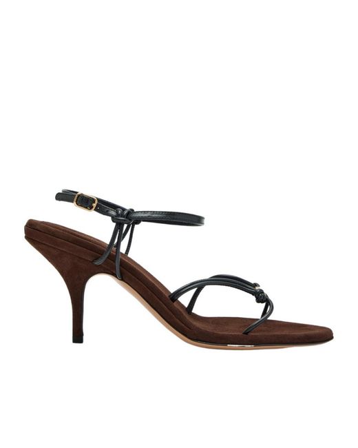 Chloé Brown Solid Leather And Suede Sandals
