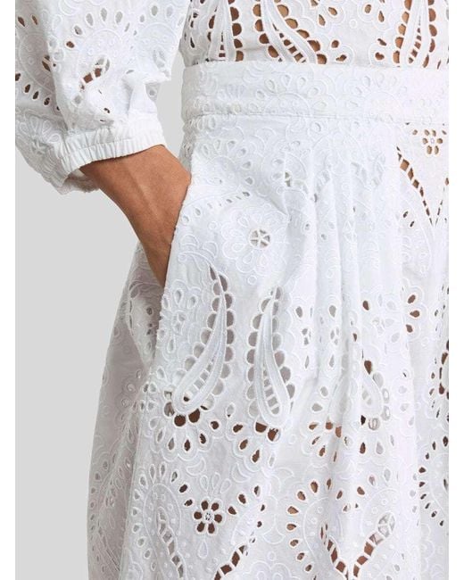 Etro White Openwork Midi Skirt