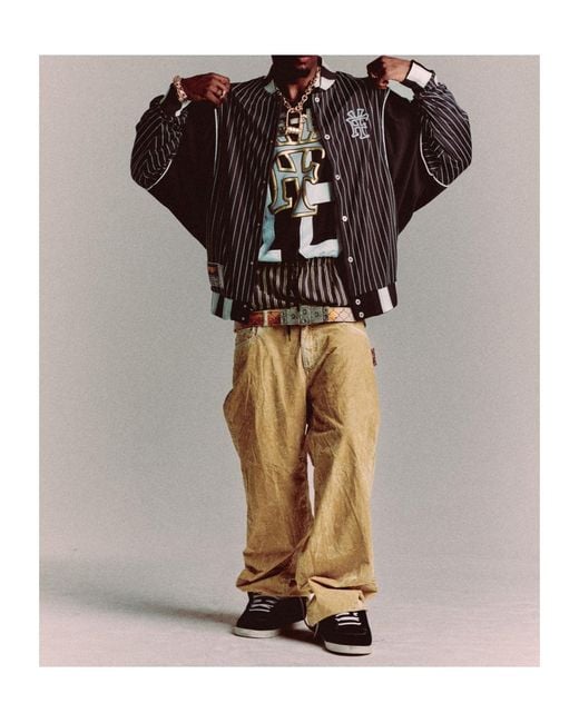 PDF CHANNEL Black Pdf Striped Bomber Jacket for men