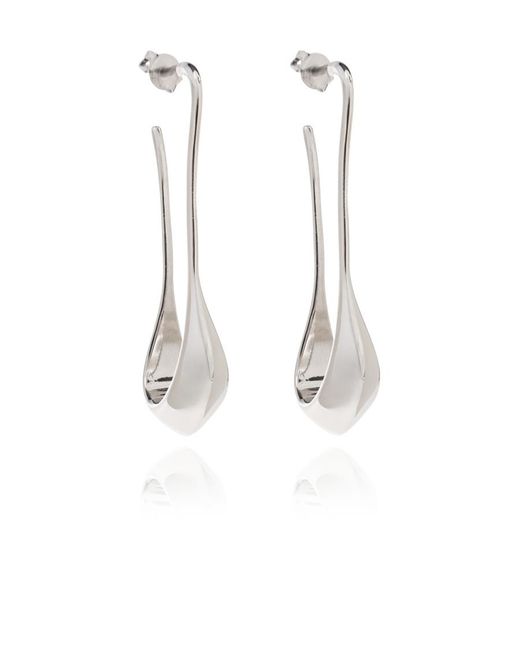 Lemaire White Bar-Pin Fastened Drop Earrings