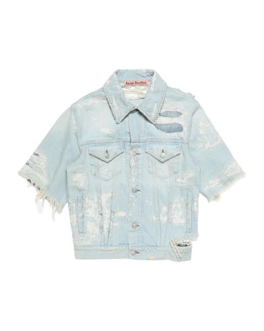 Acne Blue Distressed Denim Jacket for men
