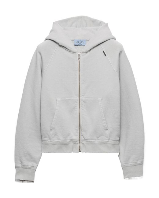 Prada Gray Cotton Hoodie Jacket
