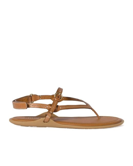 Miu Miu Brown Flat Thong Sandals