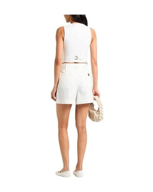Brunello Cucinelli White Solid Twill Shorts