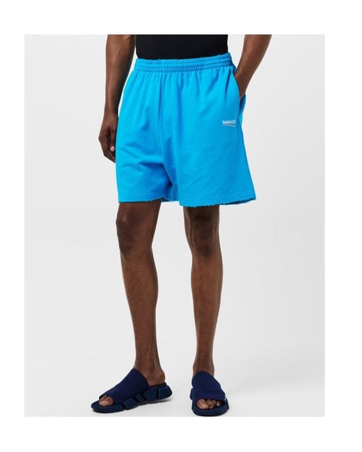 Balenciaga Blue Political Campaign Logo Shorts for men