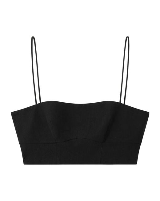 Gabriela Hearst Black Blazie Cropped Linen Top