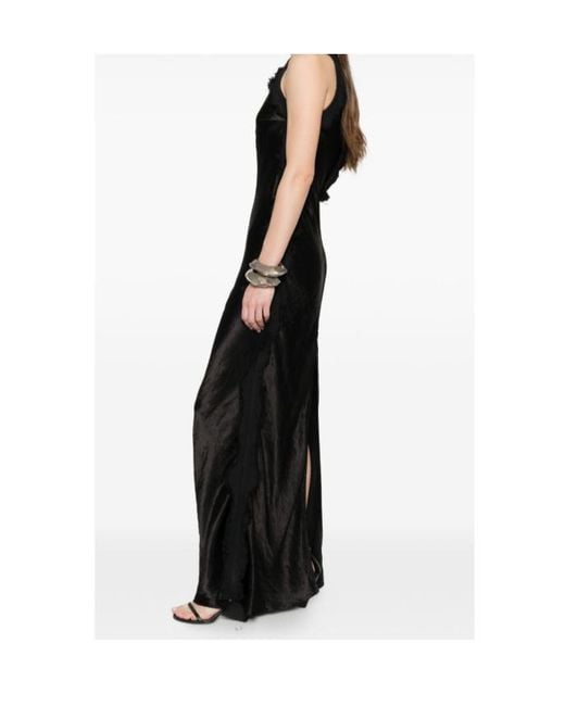 Haikure Black Frayed Panel Sleeveless Maxi Dress