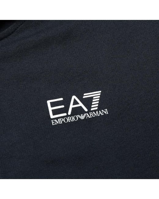 EA7 Blue Logo-Printed Hooded Hoodie for men