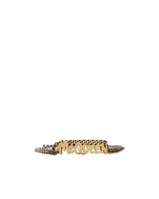 McQueen Metallic Grafitti Logo Plaque Bracelet