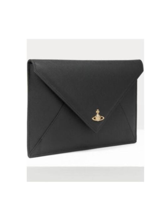 Vivienne Westwood Black Saffiano Plain Cloth Envelope Clutch