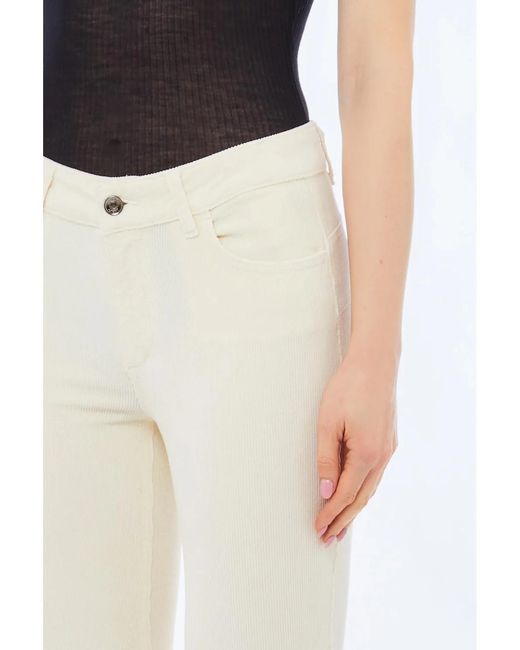 Liu Jo Natural Logo Patch High-Waisted Corduroy Pants