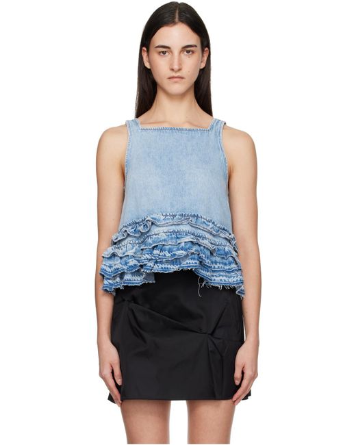 Ganni Blue Organic Cotton Denim Top