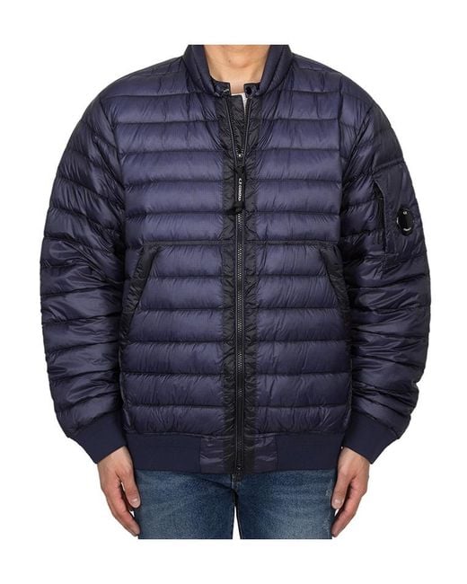 C P Company Blue Long-Sleeved Down Jacket for men