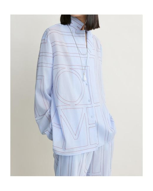 Totême  Blue Long-Sleeved Pajama Top