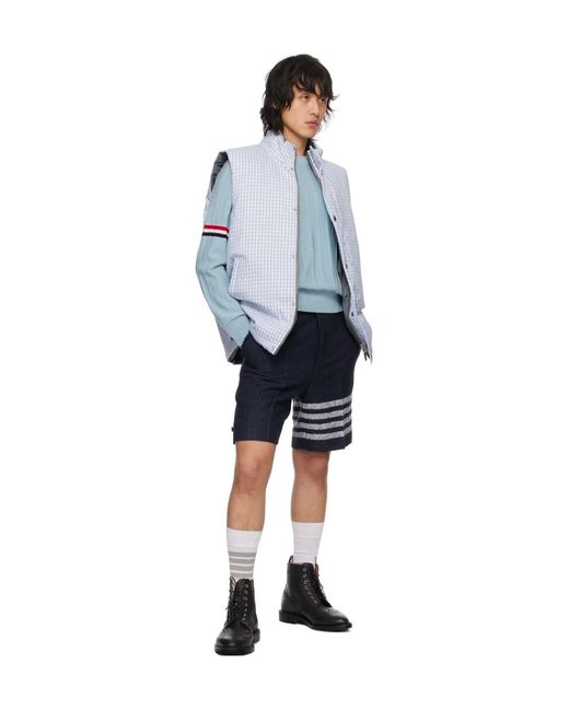 Thom Browne Blue Zip-Up Reversible Padded Gilet for men