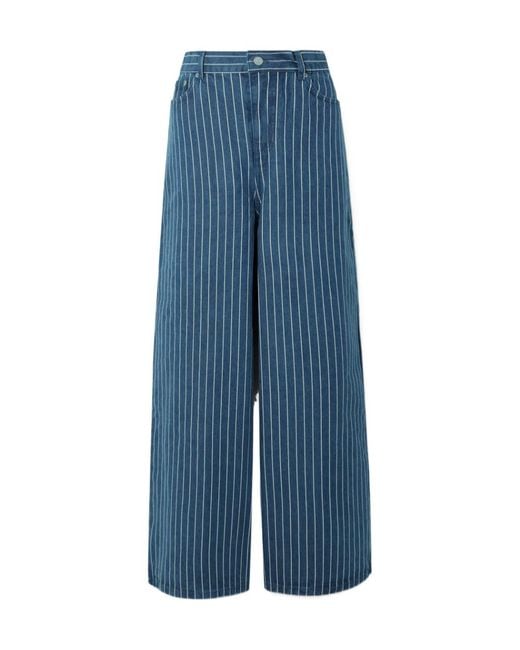 Frankie Shop Blue Sasha Striped Wide-Leg Jeans