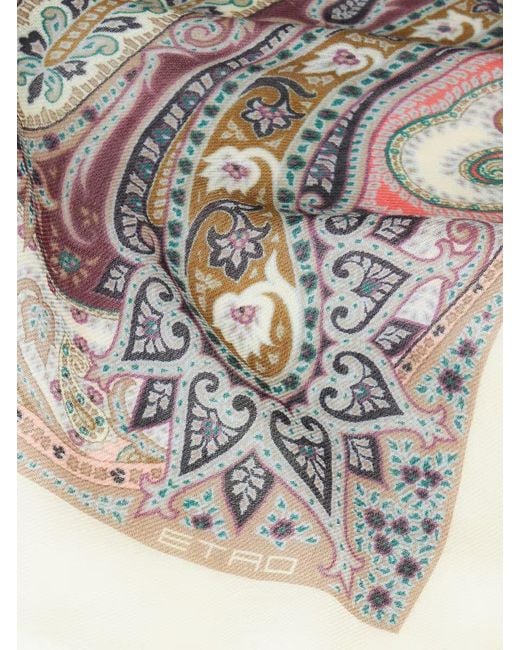 Etro Natural Paisley Fringed Scarf