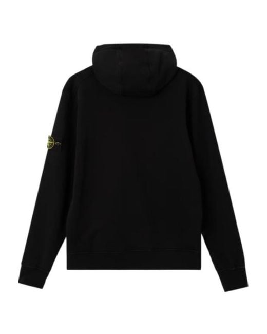 Stone Island Black Logo Patch Drawstring Hoodie for men