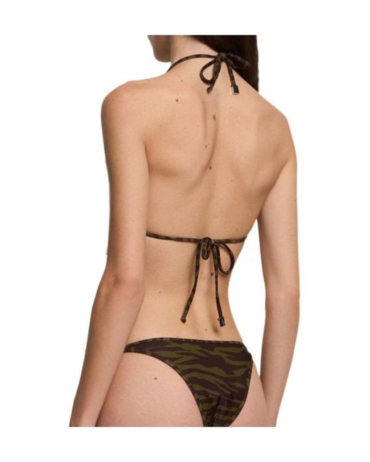 The Attico White Zebra Print Lycra Triangle Bikini