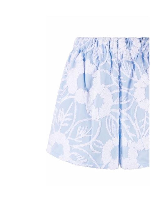 Prada Blue Embroidered Poplin Shorts