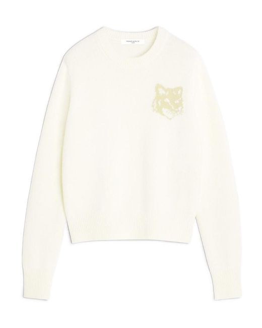 Maison Kitsuné White Maison Kitsuné Fox Head Intarsia Regular Jumper
