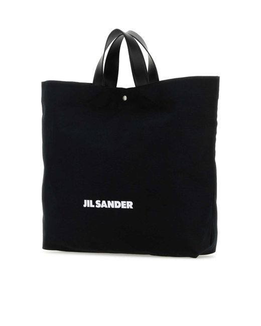 Jil Sander Black Logo-Print Open Top Tote Bag