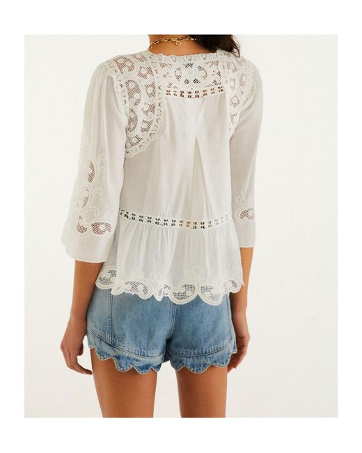 Farm Rio Blue Light Denim Romantic Wavy Hem Shorts