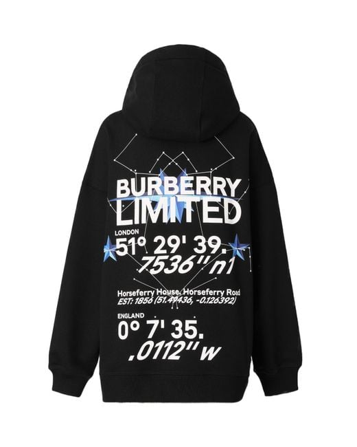 Burberry Black Horseferry-Print Drawstring Hoodie