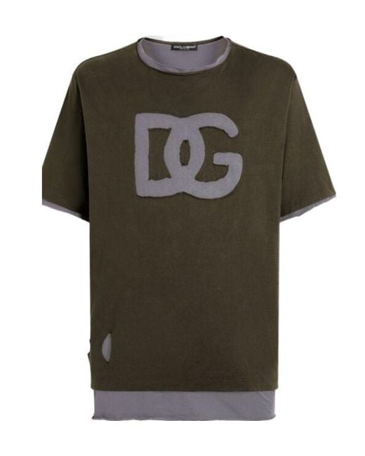 Dolce & Gabbana Green Double Layered T-Shirt for men