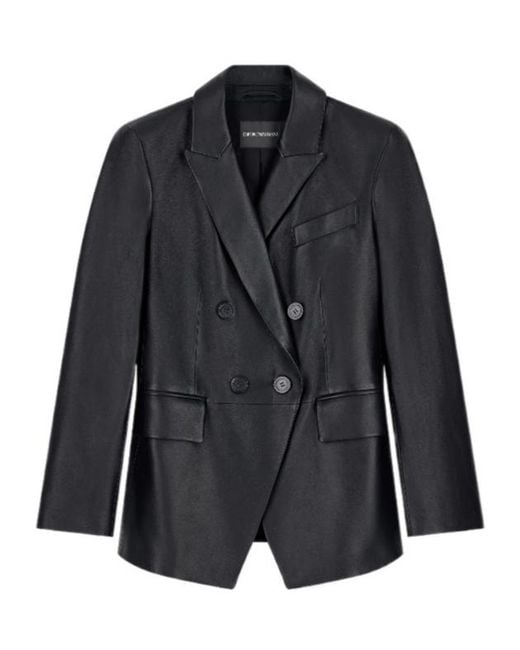 Emporio Armani Blue Slim-Fit Double-Breasted Blazer