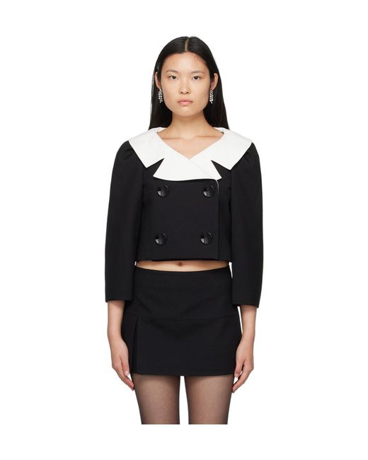 ShuShu/Tong Black Double-Breasted Wool Blazer
