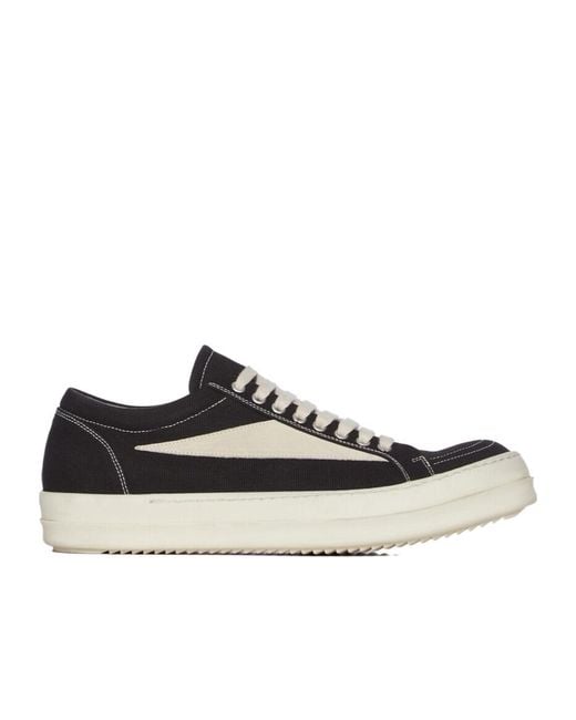 Rick Owens Black Denim Vintage Sneakers